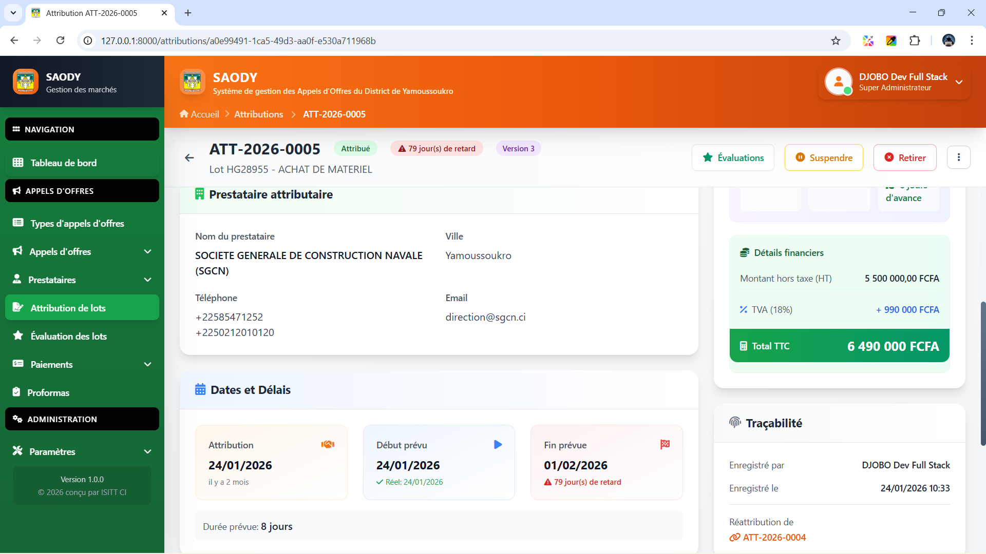 Déploiement du logiciel à Yamoussoukro(DU 29 au 30 Janvier 2026)